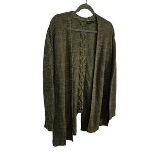 Love Ellie‎ Olive Green Cable Knit Open Front Cardigan Sweater M